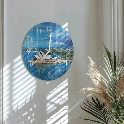 Kulaté skleněné hodiny na zeď Opera v Sydney