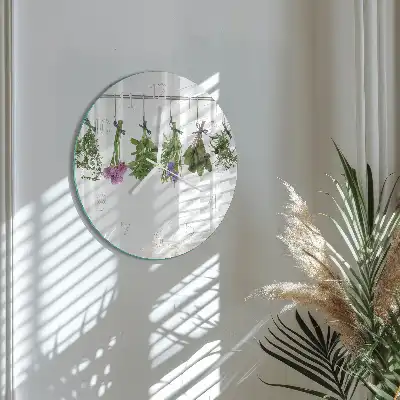 Kulaté skleněné hodiny na zeď Bylinky