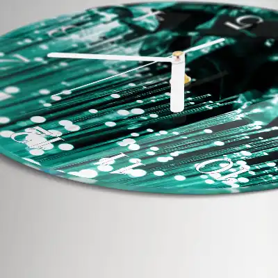 Hodiny s fotkou skleněné kulaté Optické vlákno