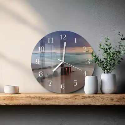 Nástěnné hodiny skleněné kulaté pláž moře