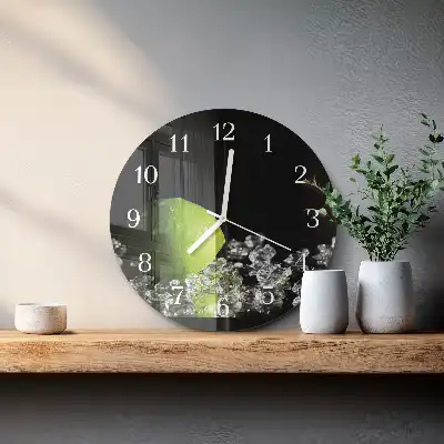 Hodiny na skle kulaté Uhličitan vápenatý