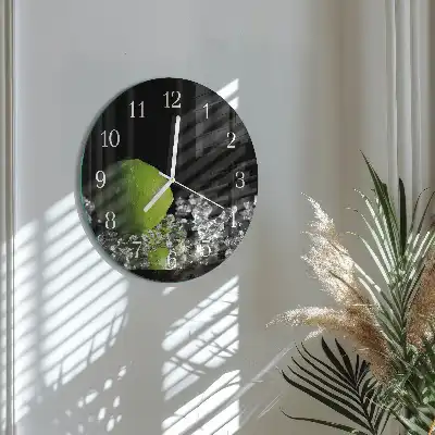 Hodiny na skle kulaté Uhličitan vápenatý