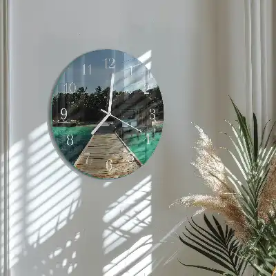 Kulaté skleněné hodiny na zeď Mořské palmy
