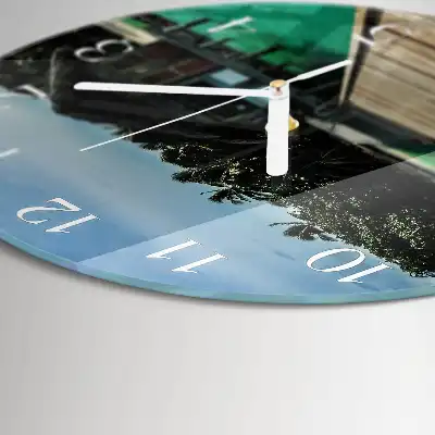 Kulaté skleněné hodiny na zeď Mořské palmy