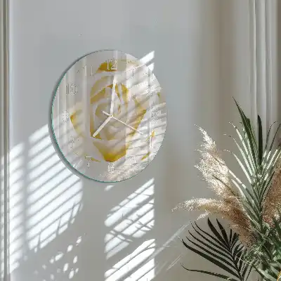 Hodiny na skle kulaté Růže