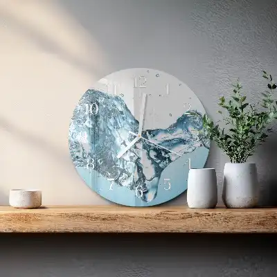 Kulaté skleněné hodiny na zeď Voda
