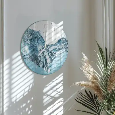 Kulaté skleněné hodiny na zeď Voda