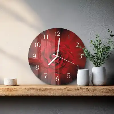 Nástěnné hodiny skleněné kulaté Růže