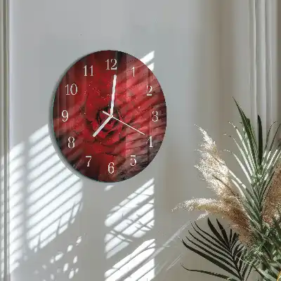 Nástěnné hodiny skleněné kulaté Růže