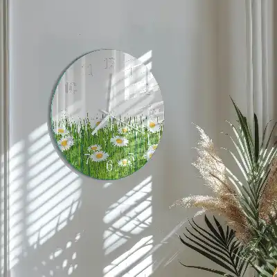 Kulaté skleněné hodiny na zeď Sedmikráska