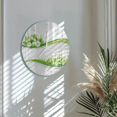 Hodiny na skle kulaté Sedmikráska