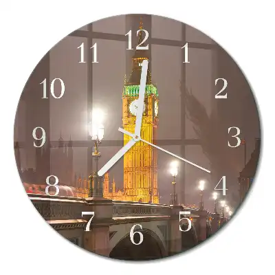 Kulaté skleněné hodiny na stěnu Big Ben