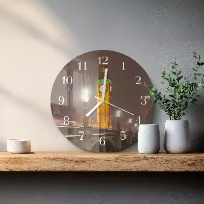 Kulaté skleněné hodiny na stěnu Big Ben