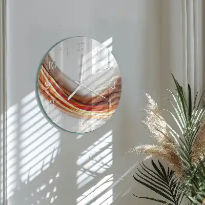 Hodiny na skle kulaté Abstraktní linie