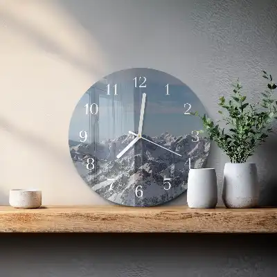 Nástěnné hodiny skleněné kulaté Hory