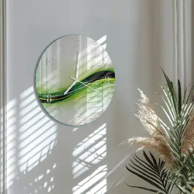 Kulaté skleněné hodiny na zeď Abstraktní linie