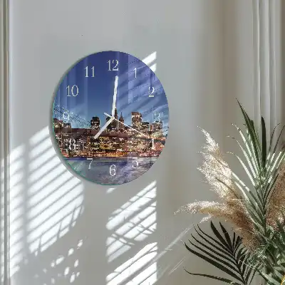 Hodiny s fotkou skleněné kulaté Horizontální most