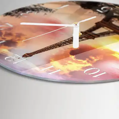 Hodiny s fotkou skleněné kulaté Eiffelova věž v Paříži