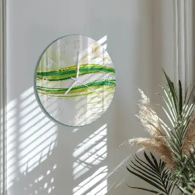 Hodiny na skle kulaté Abstraktní linie