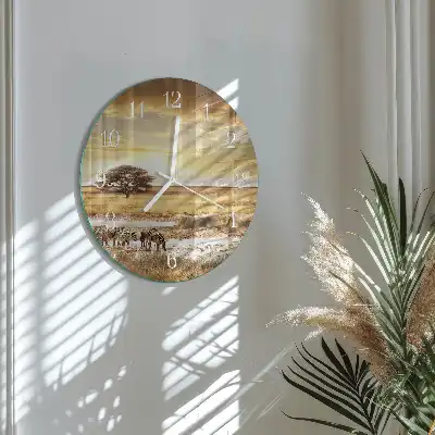 Nástěnné hodiny skleněné kulaté Zebry