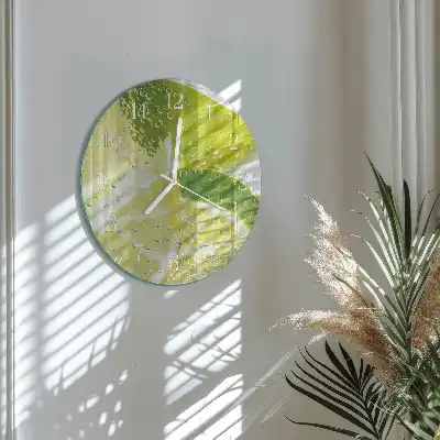 Kulaté skleněné hodiny na zeď Voda s limetkou