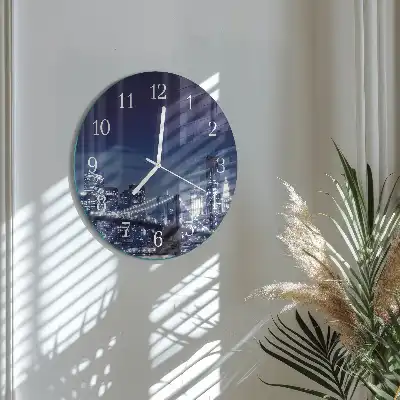 Kulaté skleněné hodiny na zeď Horizont