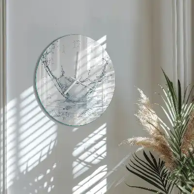 Nástěnné hodiny skleněné kulaté Voda