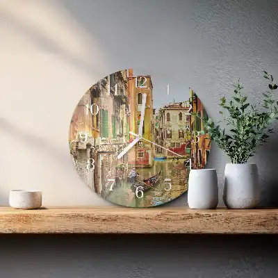 Kulaté skleněné hodiny na zeď Benátská loď