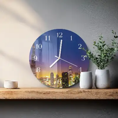 Hodiny s fotkou skleněné kulaté Dubajský horizont