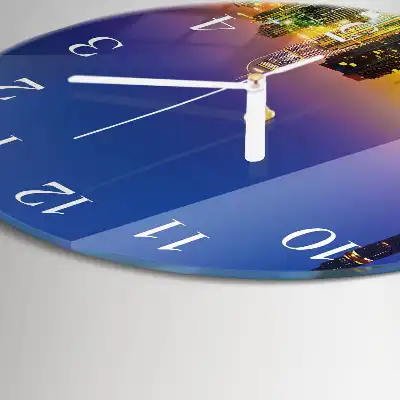 Hodiny s fotkou skleněné kulaté Dubajský horizont