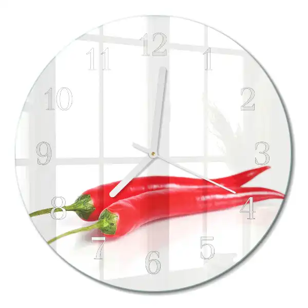 Hodiny na skle kulaté Chilli papričky