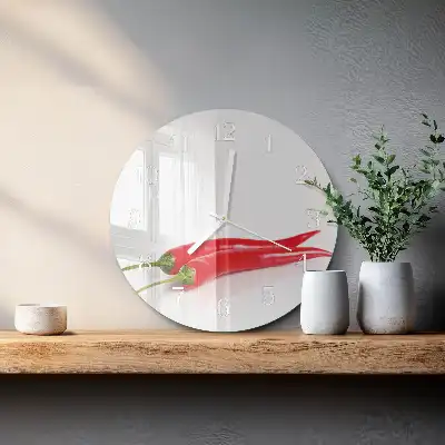 Hodiny na skle kulaté Chilli papričky