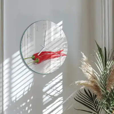 Hodiny na skle kulaté Chilli papričky