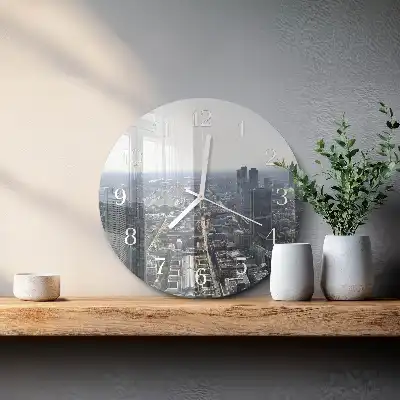 Kulaté skleněné hodiny na zeď Horizont