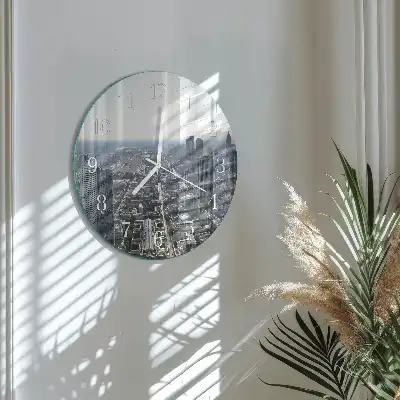 Kulaté skleněné hodiny na zeď Horizont