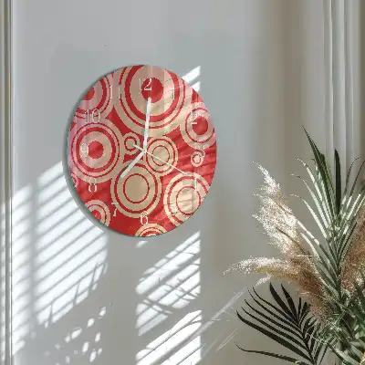Kulaté skleněné hodiny na stěnu Červená kola