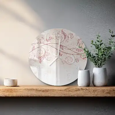 Nástěnné hodiny skleněné kulaté Floristické umění