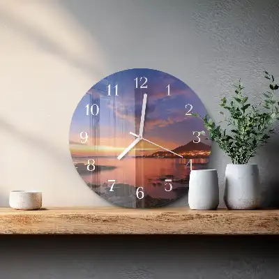Kulaté skleněné hodiny na zeď Mořský ostrov