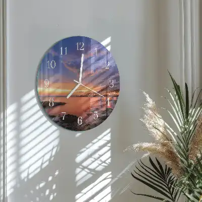 Kulaté skleněné hodiny na zeď Mořský ostrov