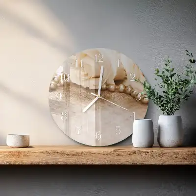 Nástěnné hodiny skleněné kulaté Vintage růže v sépiovém odstínu