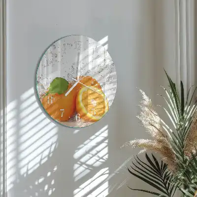 Hodiny na skle kulaté Pomeranče
