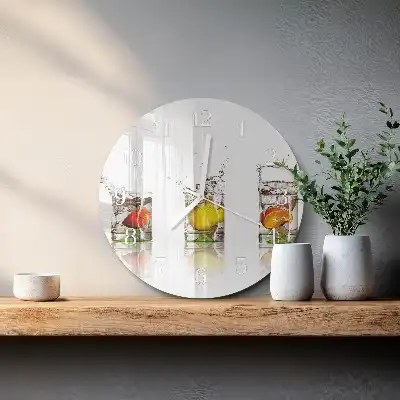 Kulaté skleněné hodiny na stěnu Ovocné poháry