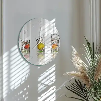 Kulaté skleněné hodiny na stěnu Ovocné poháry