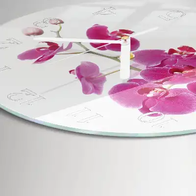 Nástěnné hodiny skleněné kulaté Orchidej