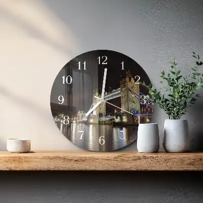 Kulaté skleněné hodiny na stěnu Londýnský most