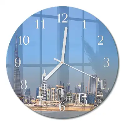 Kulaté skleněné hodiny na zeď Dubajský horizont