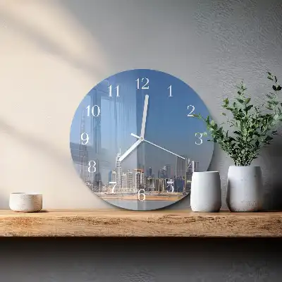 Kulaté skleněné hodiny na zeď Dubajský horizont