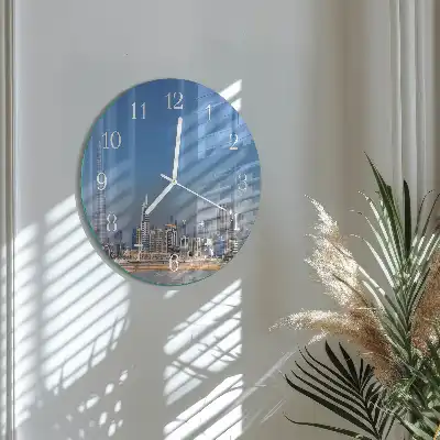 Kulaté skleněné hodiny na zeď Dubajský horizont