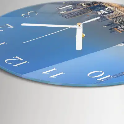 Kulaté skleněné hodiny na zeď Dubajský horizont