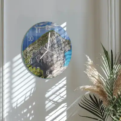 Hodiny na skle kulaté Útes